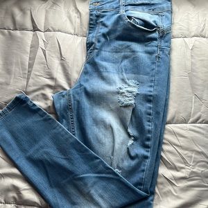 Light blue ripped skinny jeans